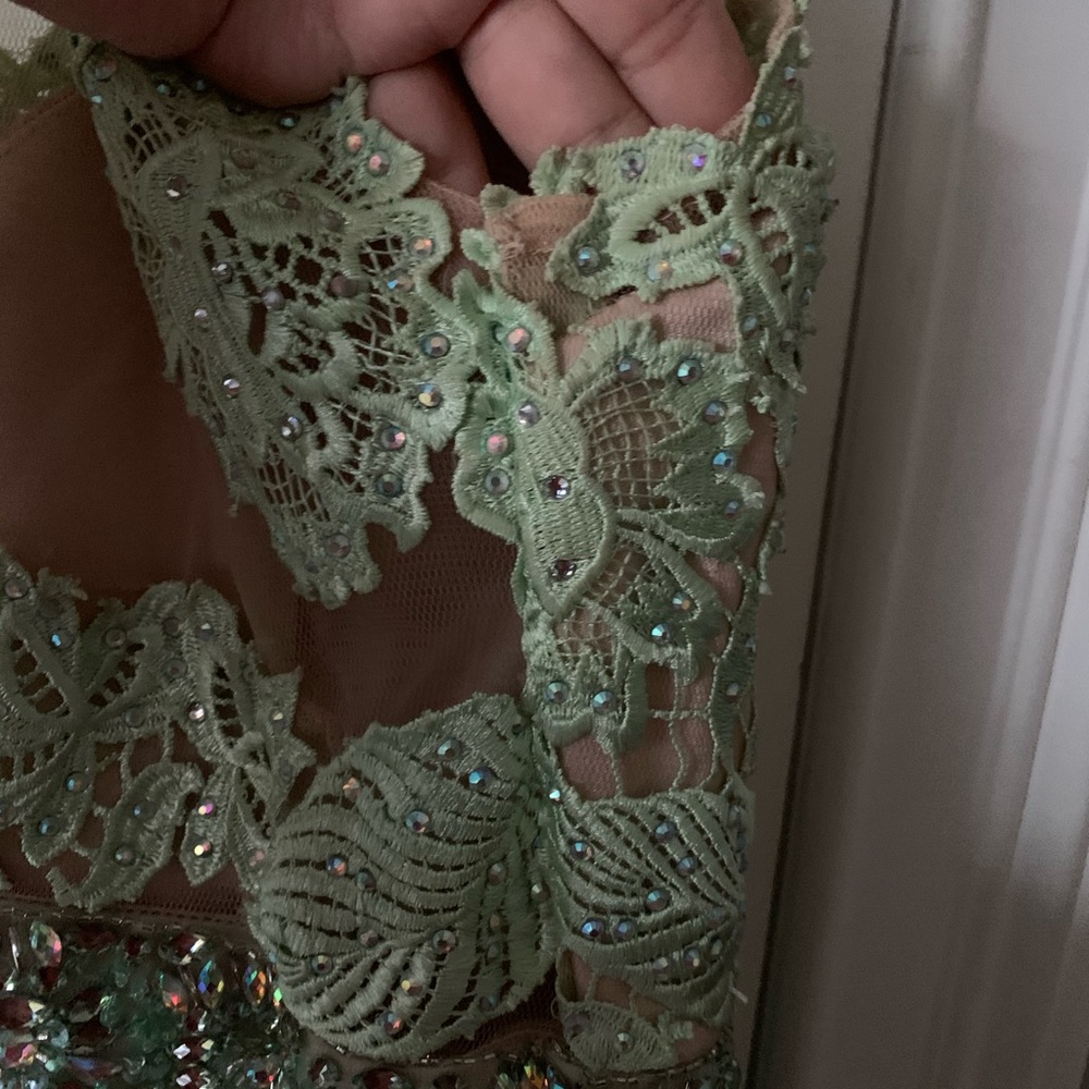 Sherri Hill lace dress with attached train